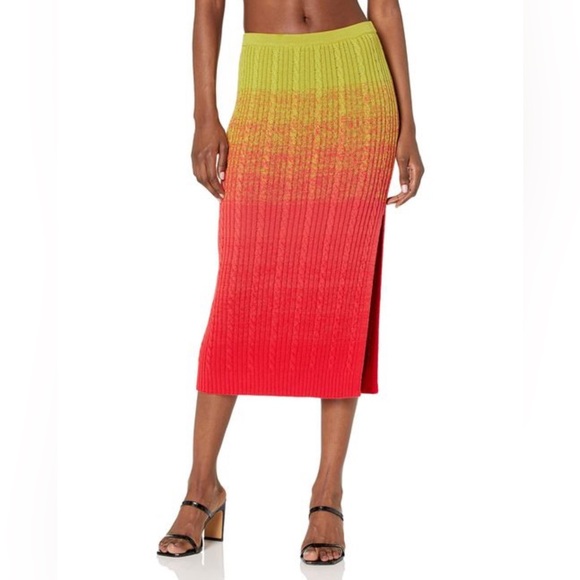 NWT The Drop Lola Red & Green Ombre Knit Midi Ribbed Skirt Size XS - Picture 1 of 10